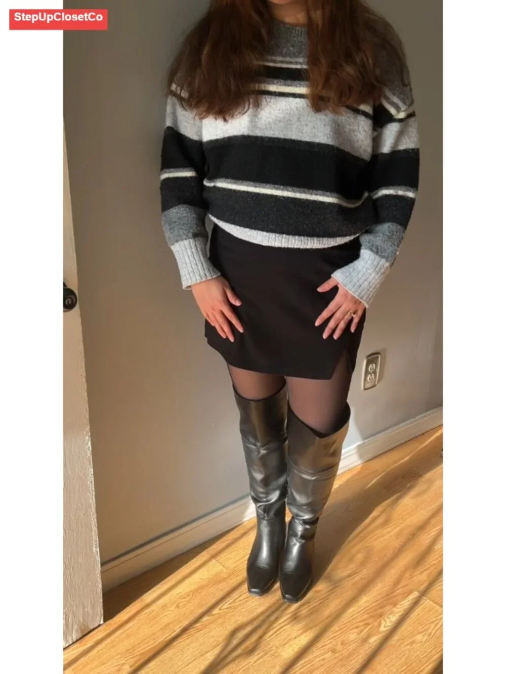 Over the Knee Thigh High Boots Square Toe Block Heel Side Zipper Women's Shoes